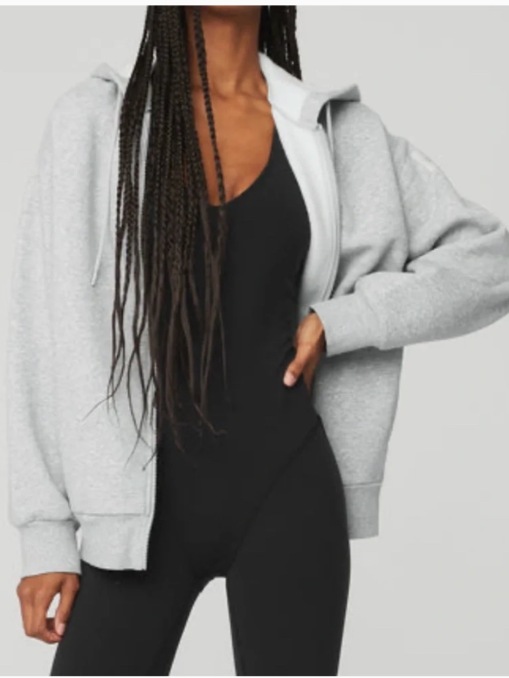 Alo Yoga Everyday Full Zip Hoodie NWT in Athletic Heather Grey in XS